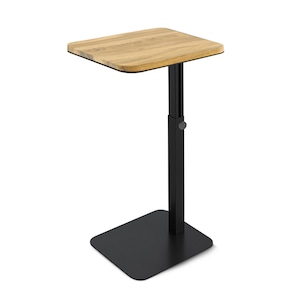 Side table with oak top and adjustable height, modern style, natural oak, solid wood, black, sofa table, side table