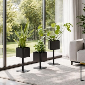 Moderner Metall Pflanzenständer 55 cm Nero 30x30 cm Interno
