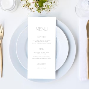 Wedding Menu Template, Calligraphy, Elegant Wedding Table Menu Card, Printable, Editable, Tall Menu, Templett INSTANT Download