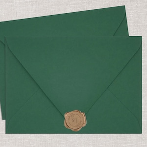 Waldgrüne Euro Klappen Umschläge, Grüne Hochzeitsumschläge, Dunkelgrüne Premium Umschläge A7