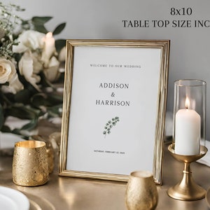 Wedding Welcome Sign Template, Eucalyptus Wedding, Sage Green Botanical Wedding Templett Instant Download, Editable Printable Welcome Sign