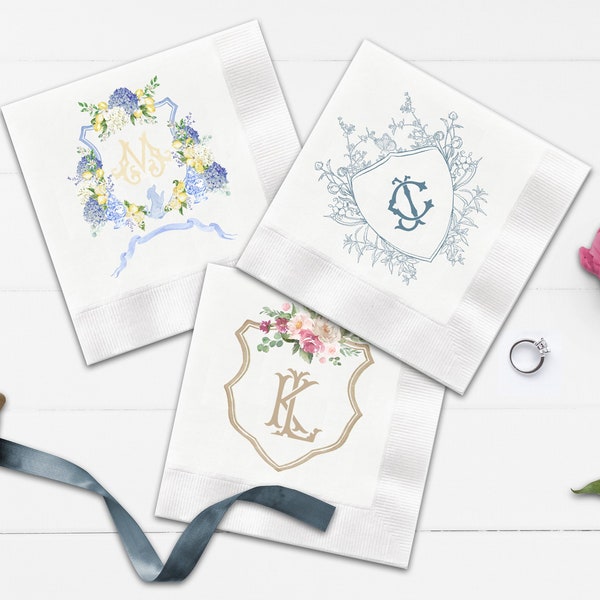 Custom Logo Cocktail Napkins Etsy