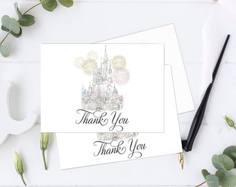 Disney World Cinderella Castle Wedding Thank You Card , Shower Thank you Card, Wedding Card, Bridesmaid Cards, Wedding party Cards