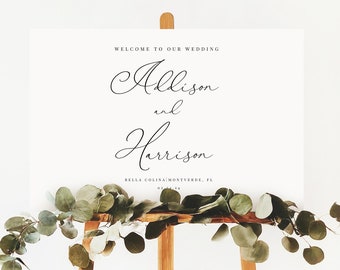 Wedding Welcome Sign Template, Modern Calligraphy, Minimalist Wedding, Templett Instant Download, Editable & Printable Welcome Sign