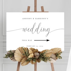 Wedding Direction Sign Template, Minimalist Wedding, Wedding Directional Arrow Sign, This Way To The Wedding Sign, Templett INSTANT Download