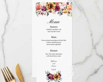 Wedding Menu Template for Microsoft Word Printable Instant - Etsy