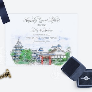 Disney World Epcot Japan Pavilion Invitation, Save the Date, Fairytale Wedding, Invite, Castle Wedding, Disney Inspired