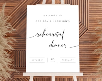 Rehearsal Dinner Welcome Sign Template, Modern Calligraphy, Printable Rehearsal Dinner Sign, Editable, Templett INSTANT Download