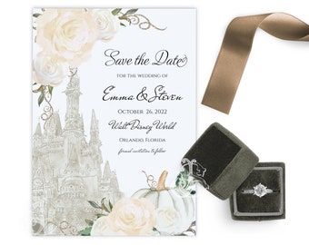 Disney World Cinderella Castle Wedding Invitation, Save the Date, Fairytale Wedding, Invite, Fall Wedding, Disney Inspired