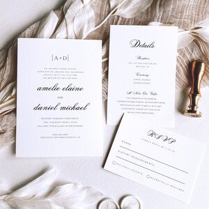 Wedding Invitation Template Set, Wedding Invitation Suite, Monogram, Printable, Editable, Details,  RSVP, INSTANT Download Templett