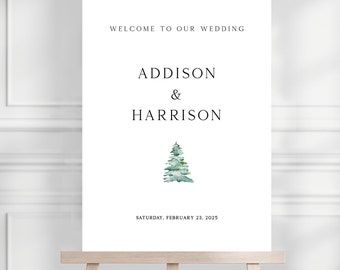 Wedding Welcome Sign Template, Christmas Wedding, Holiday Wedding Instant Download, Rustic Wedding Editable & Printable Welcome Sign