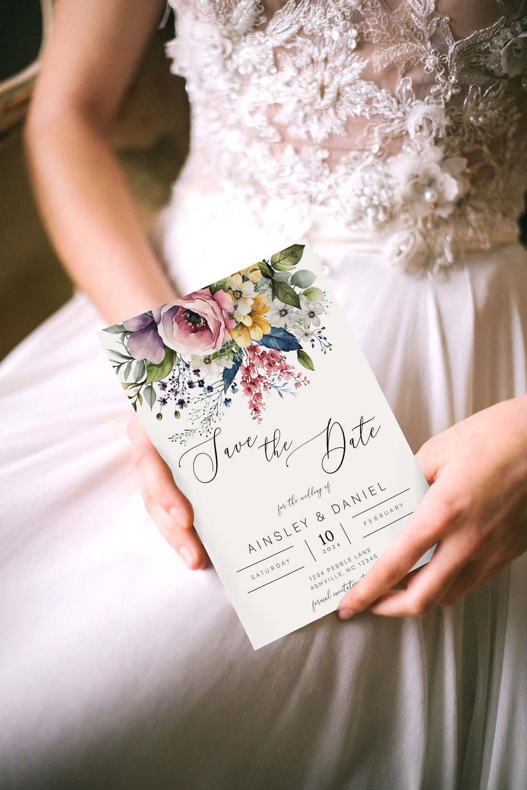 Modèle Save the Date, Mariage de fleurs sauvages, Élégant Save Our Date ...