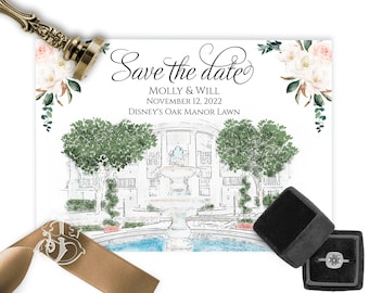 Disney World Wedding Oak manor Lawn, Save the Date, Castle Wedding, Fairytale Wedding, Invite, Disney resort Wedding, Disney Inspired