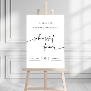 Rehearsal Dinner Welcome Sign Template, Modern Calligraphy, Printable Rehearsal Dinner Sign ...