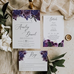 Wedding Invitation Template Set, Dark & Moody Gothic Wedding, Editable Wedding Invite Suite, RSVP, Details, Printable, INSTANT Download