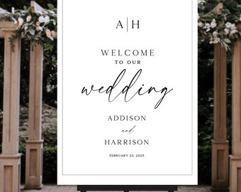 Wedding Welcome Sign Template, Modern Calligraphy, Templett Instant Download, Editable & Printable Welcome Sign