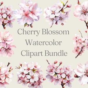 Kirschblüte Aquarell Clipart, Aquarell Blumen Clipart Bundle, Sakura Clipart, PNG & SVG digitale Downloads, Hochzeit Invite Clipart