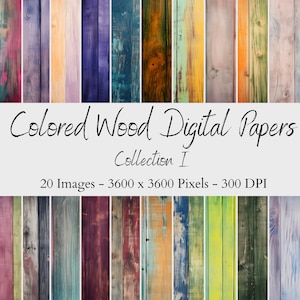 Papeles digitales de madera de colores, paquete de papel digital sin costuras, papeles de scrapbooking, imágenes de fondo, papeles digitales de patrones de madera