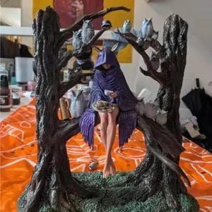 Fantasy Witch With Owls Resin Bust Model Unpainted Miniature Scene Figures Scale 1-24