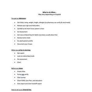 List of &quot;how to&quot; in ICU as a new nurse