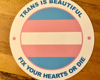 Trans Bumper Sticker | Transgender Pride Flag, 4" Round