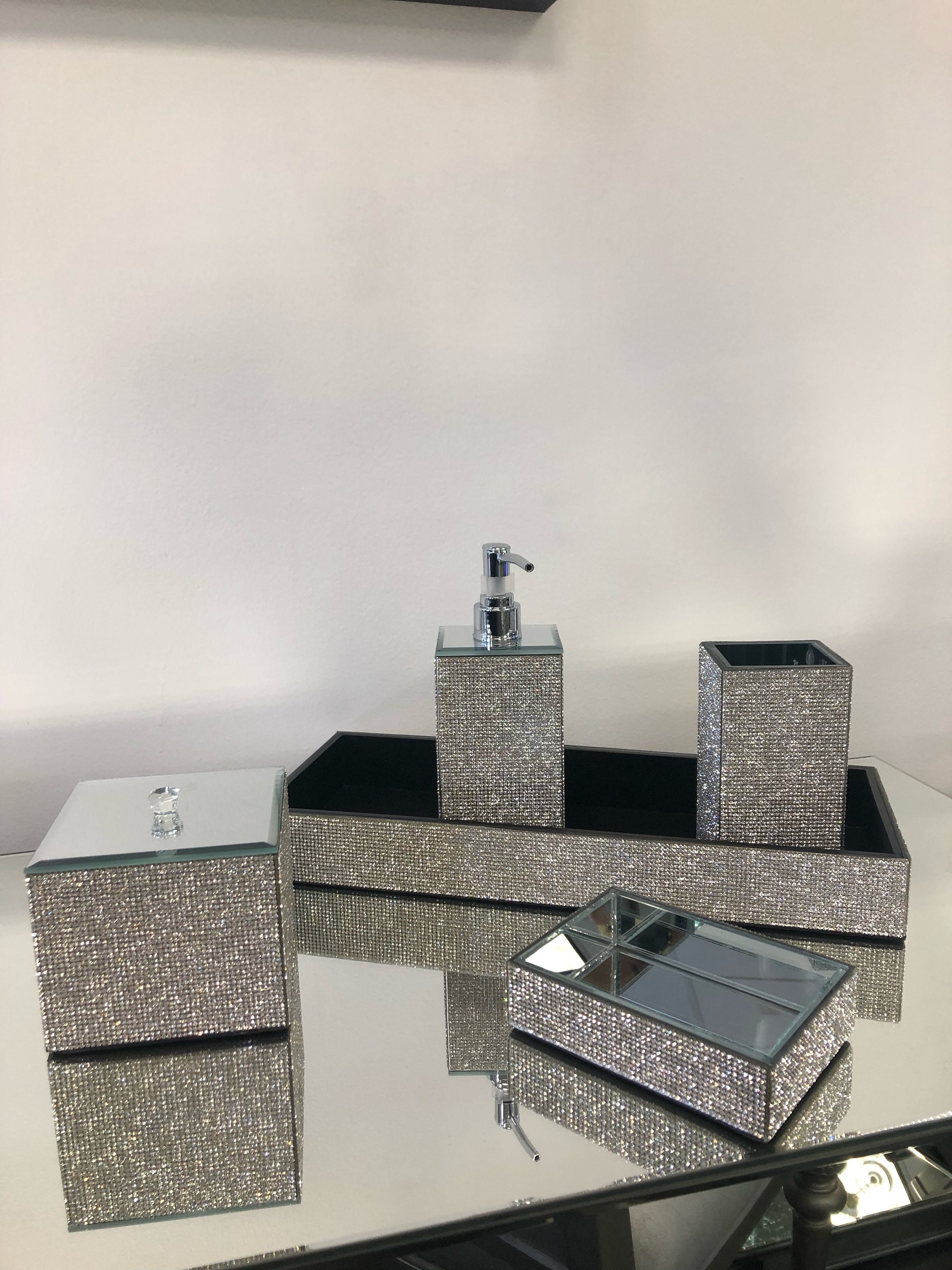 Luxury Crystal Diamond Rainbow Sparkle Bathroom Accessories Set munimoro.gob.pe