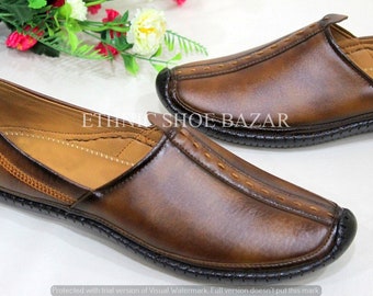 Men Juti For Wedding Sherwani Shoes Casual Formal Comfort Loafers Tan Shoes Flat Punjabi Jutti