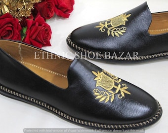 Men Punjabi Jutti Comfort Loafers Sherwani Shoes Indian Flat Wedding Shoes Formal Shoe