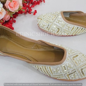 Cream Punjabi Jutti for Women Traditional Wedding Bridal Shoes for Women
