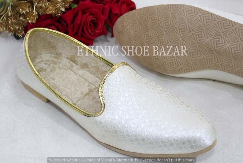 Punjabi Mojaris Mens Shoes Cream Wedding for Groomtraditional - Etsy