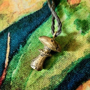 Brass Mushroom Pendant Necklace