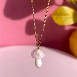 Chain with pendant | Mushroom charm | Silver and gold | Necklace