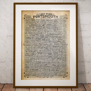 Portsmouth Southsea Pubs Print Vintage Style Poster Pompey Lost Pubs History Portsmouth Wall Art Home Decor Home Bar Poster Christmas Gift