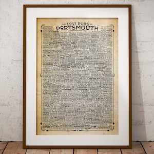 Portsmouth Southsea Pubs Print Vintage Style Poster Pompey Lost Pubs History Portsmouth Wall Art Home Decor Home Bar Poster Christmas Gift