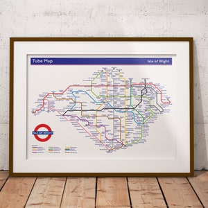 Isle of Wight Underground Map Style Print, Isle of Wight Poster, Wall Art Print, Home Decor Print