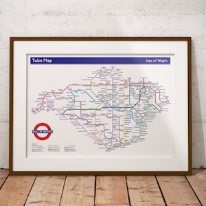 Isle of Wight Underground Map Style Print, Isle of Wight Poster, Wall Art Print, Home Decor Print