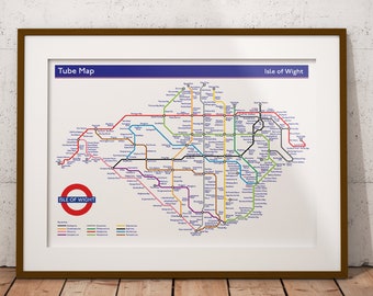 Isle of Wight Underground Map Style Print, Isle of Wight Poster, Wall Art Print, Home Decor Print