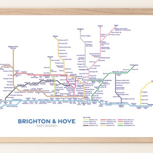 Brighton Landmarks Map Print: London Underground-Style Artwork