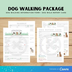 Dog Walking Template Package Editable Template Dog Walking Forms Dog