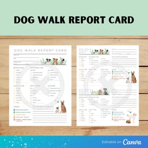 Dog Walk Report Card Editable Template Dog Walk Template Dog Report ...