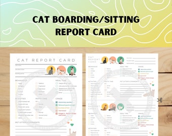 Cat Boarding/Sitting Report Card Template | Editable Template | Cat Report Card | Cat Boarding Template | Cat Sitting Template