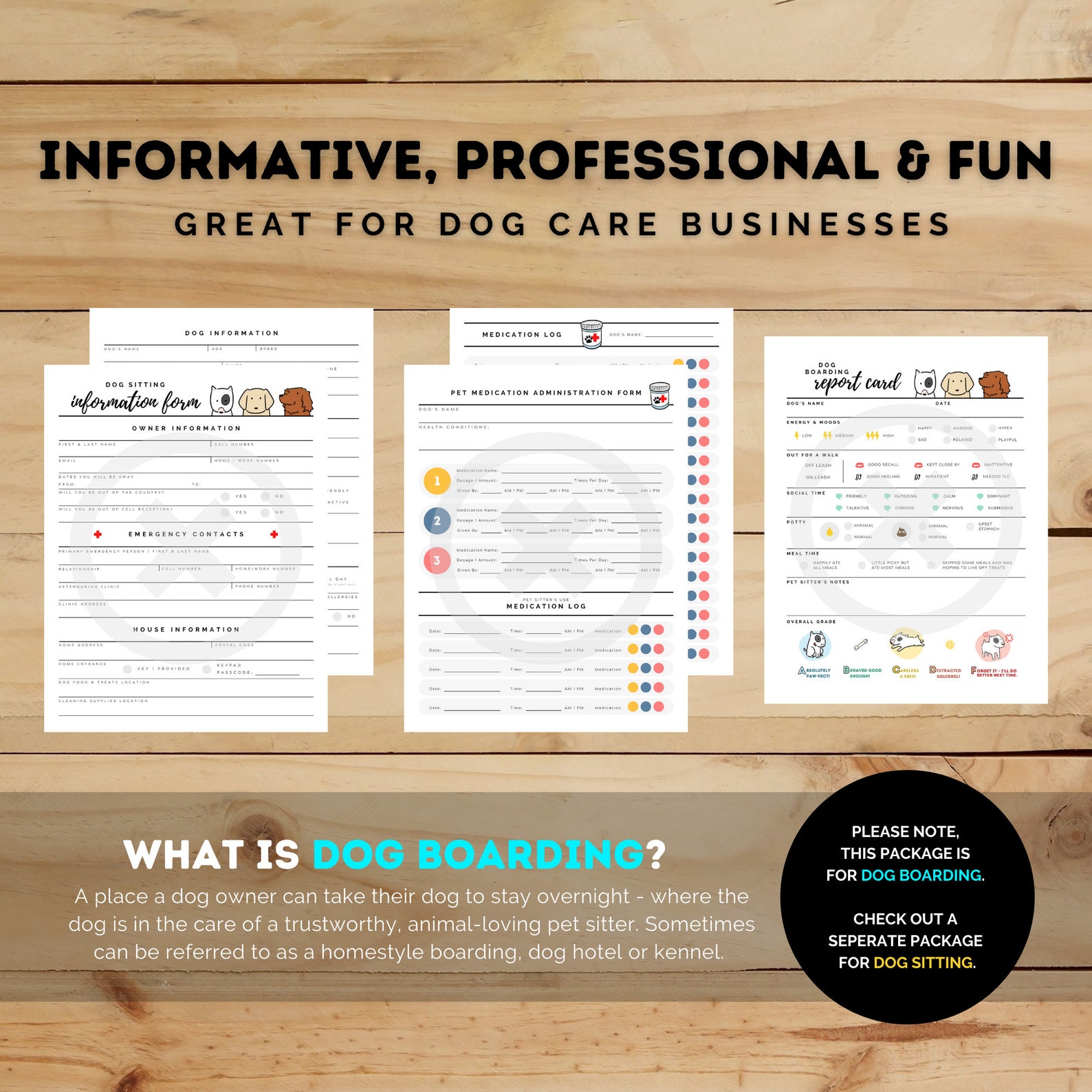 Dog Boarding Form Package Dog Care Forms Dog Care Template Etsy UK