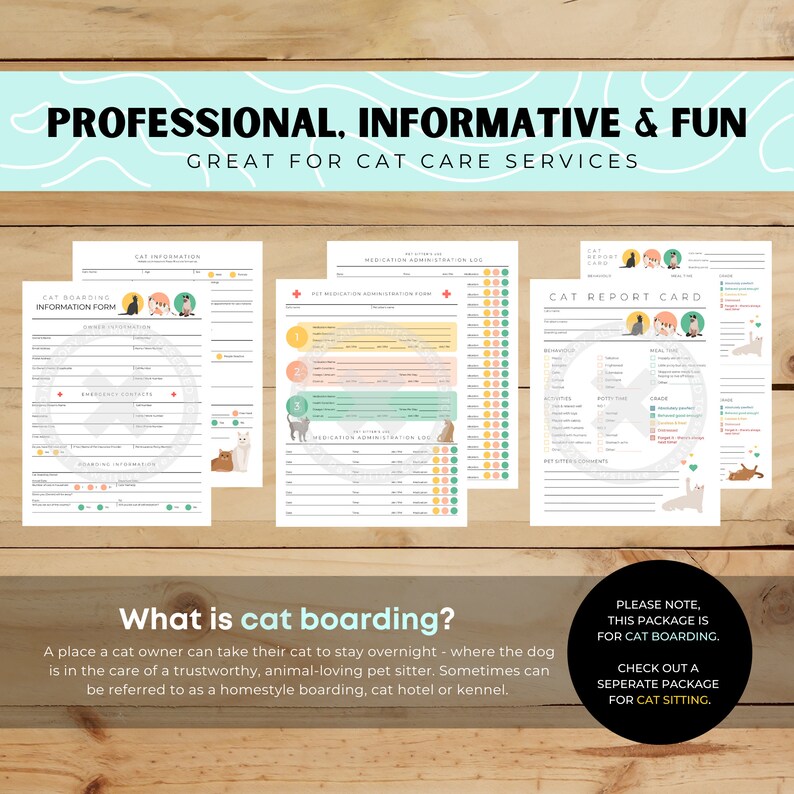 Cat Boarding Template Editable Template Cat Registration Etsy UK