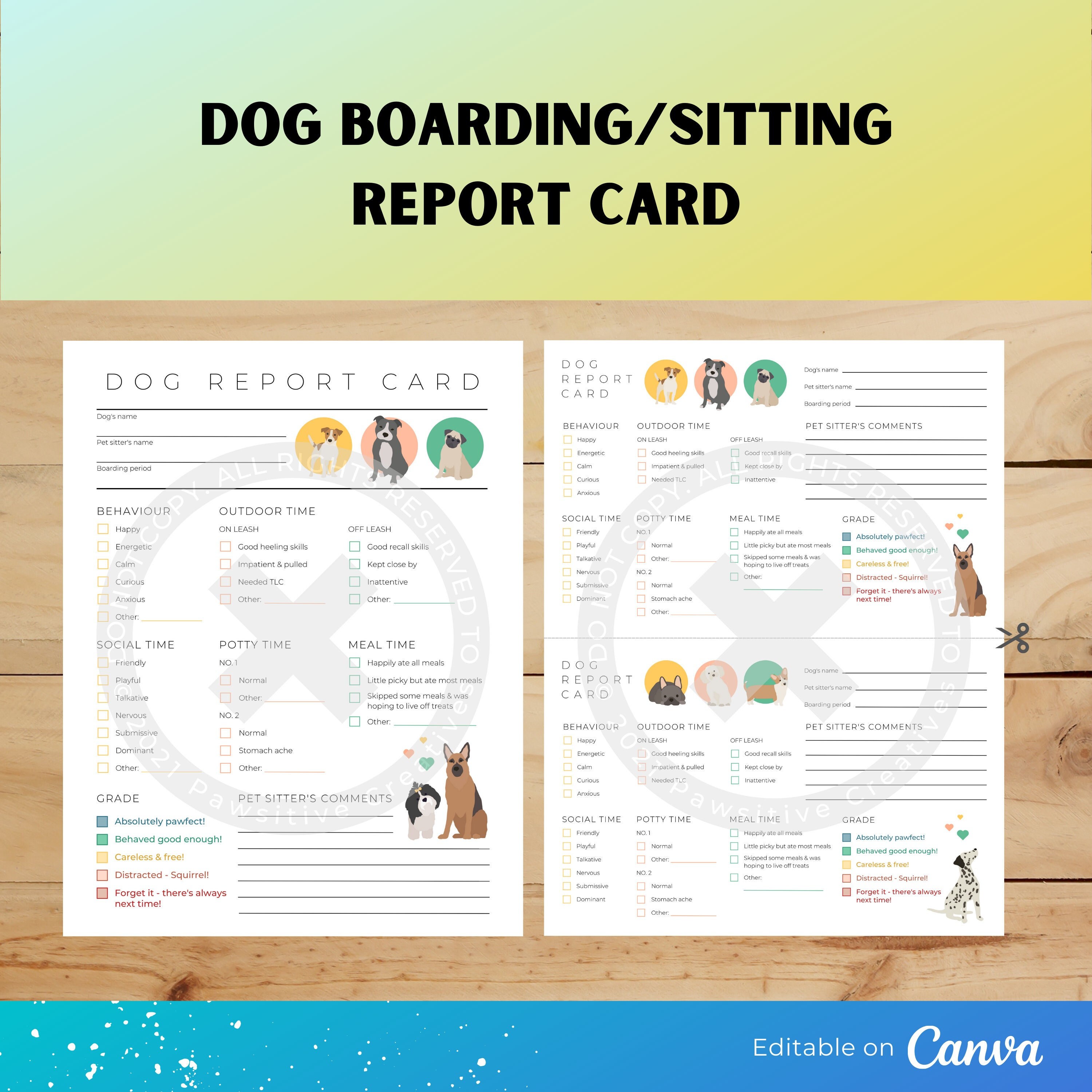 Dog Boarding sitting Report Card Template Editable Template Lupon gov ph