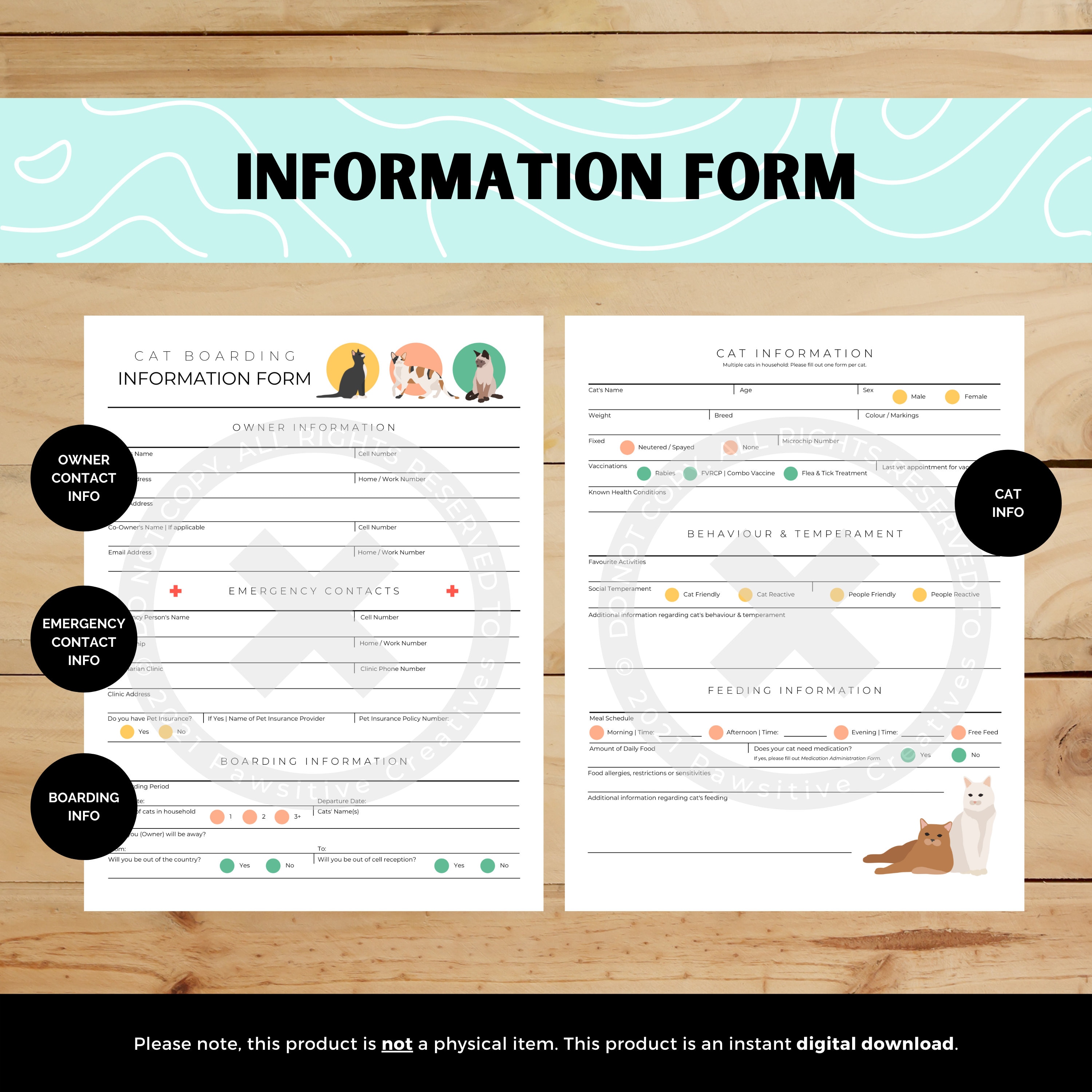 Cat Boarding Template Editable Template Cat Registration Form Cat