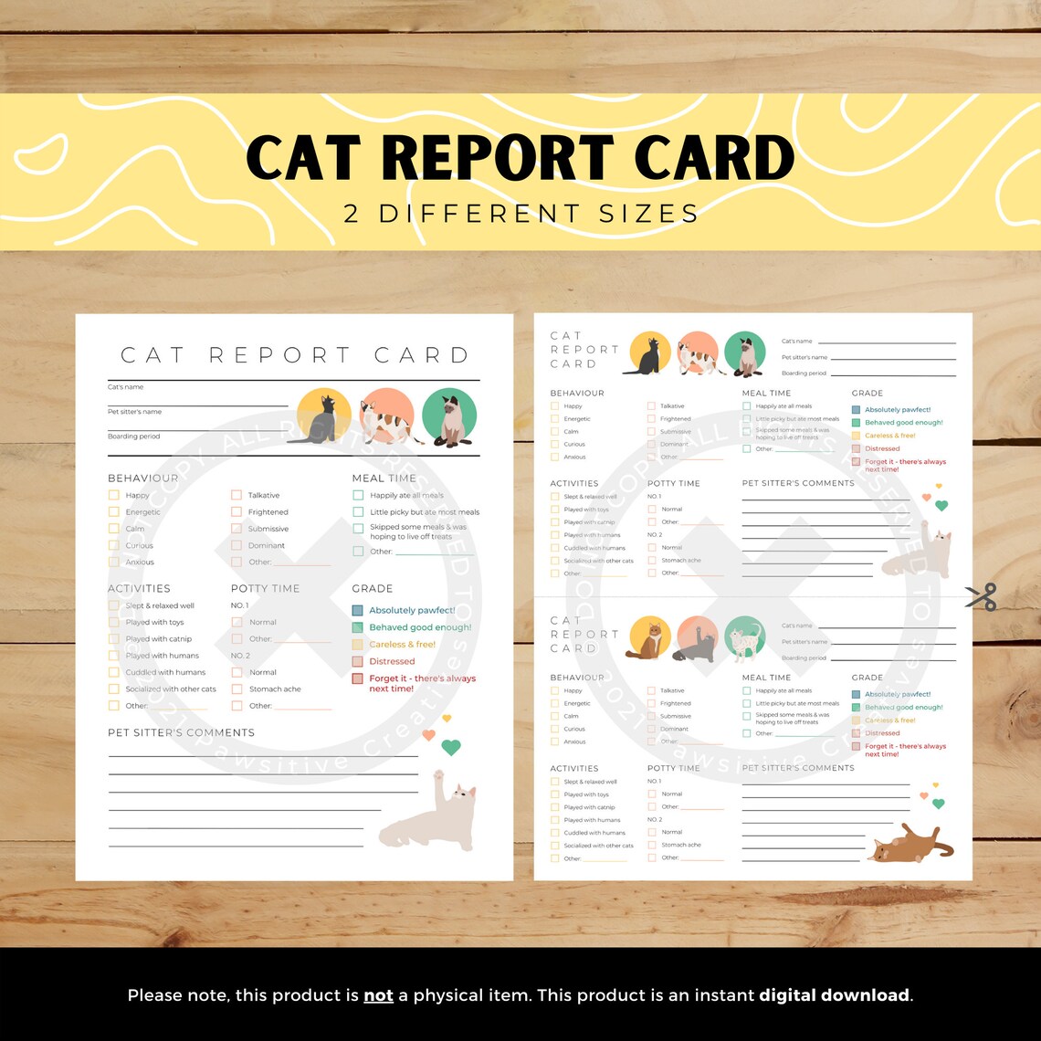 Cat Sitting Template Editable Template Cat Registration Form Cat Report ...