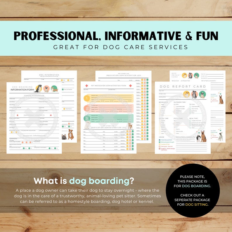 Dog Boarding Form Template Editable Template Dog Report Etsy