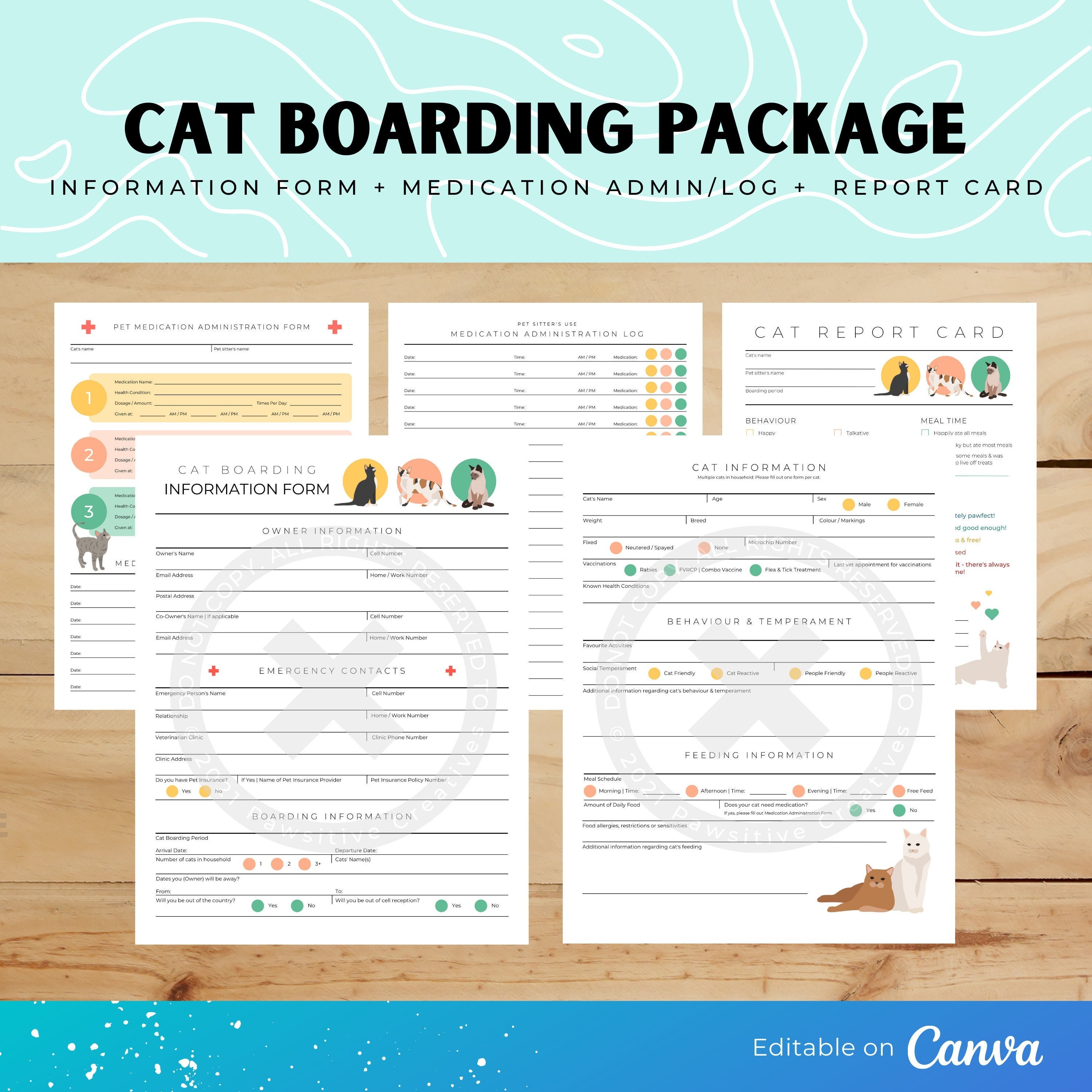 Cat Boarding Template Editable Template Cat Registration Form Cat