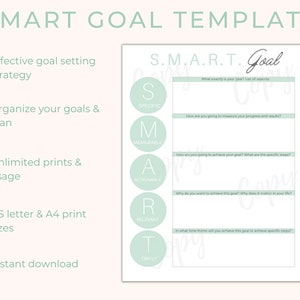 SMART Goal Template Printable - Etsy