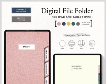 Digital File Folder (Pink) | Digital Planner GoodNotes Cover - Customize and Organize Templates, Printables, Digital Notebook - Wracon